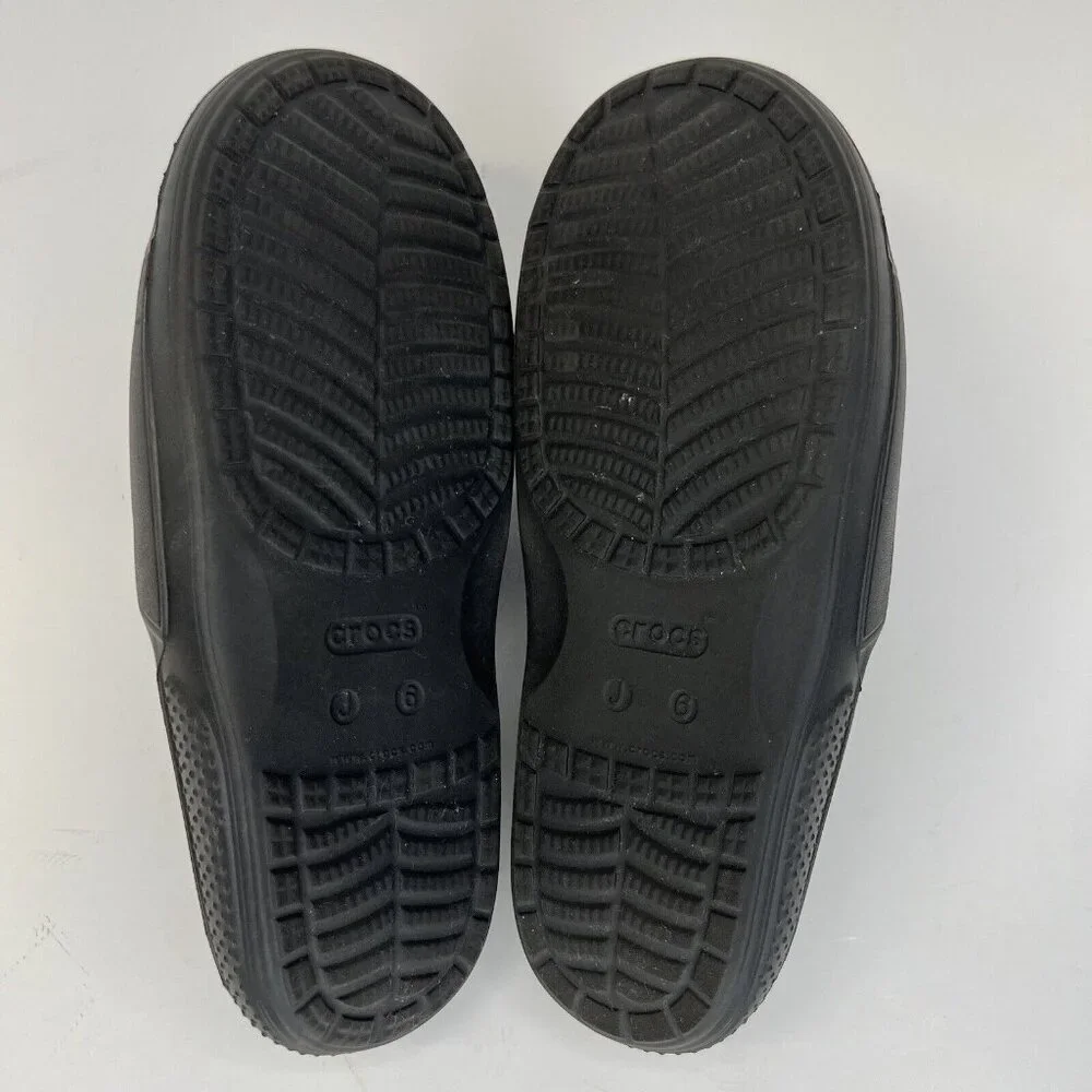 Crocs Iconic Comfort Slides Juniors Size J6 Unisex Solid Black Slip-On Sandals